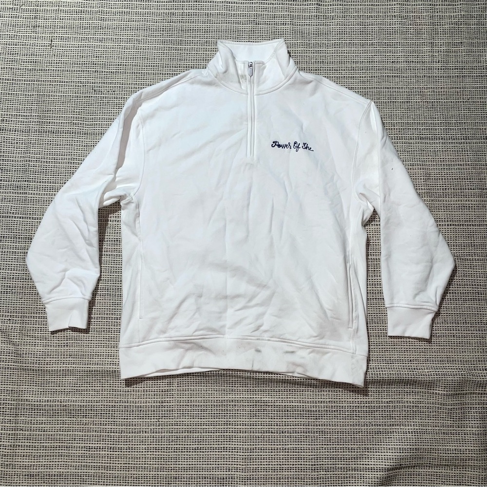 ATHLETA Women's Power of She Forever Fleece 1/4 Zip Sweatshirt Size M In White